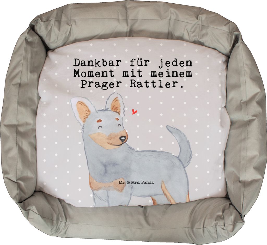 Mr. & Mrs. Panda Hundekorb Prager Rattler Moment - Grau Pastell - Geschenk, Jubiläum, Nikolaus, Tierliebhaber, Pincher, wichtelgeschenk, Hund, Hun...