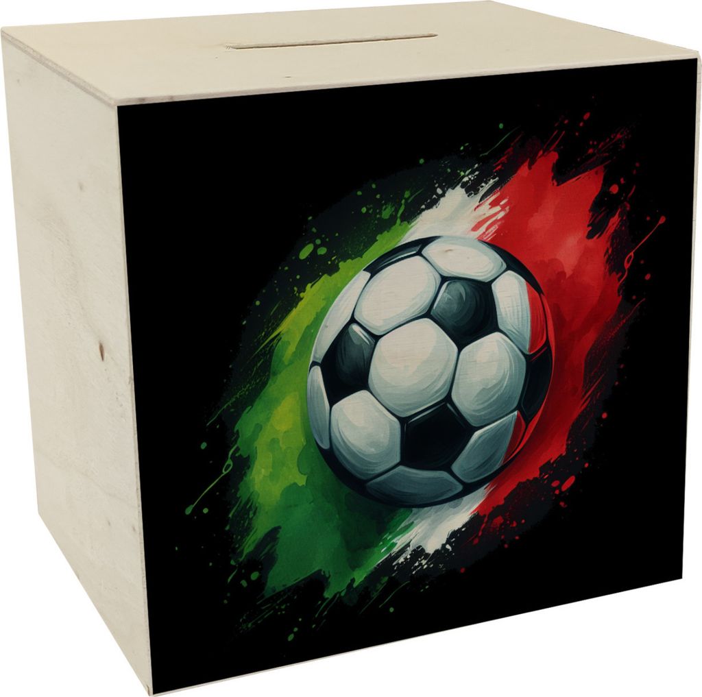 Fußball Italien Flagge Spardose aus Holz