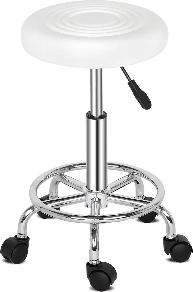 Tabouret de Travail Pivotant pour Cabinet Médical ou Bureau Blanc 61cm
