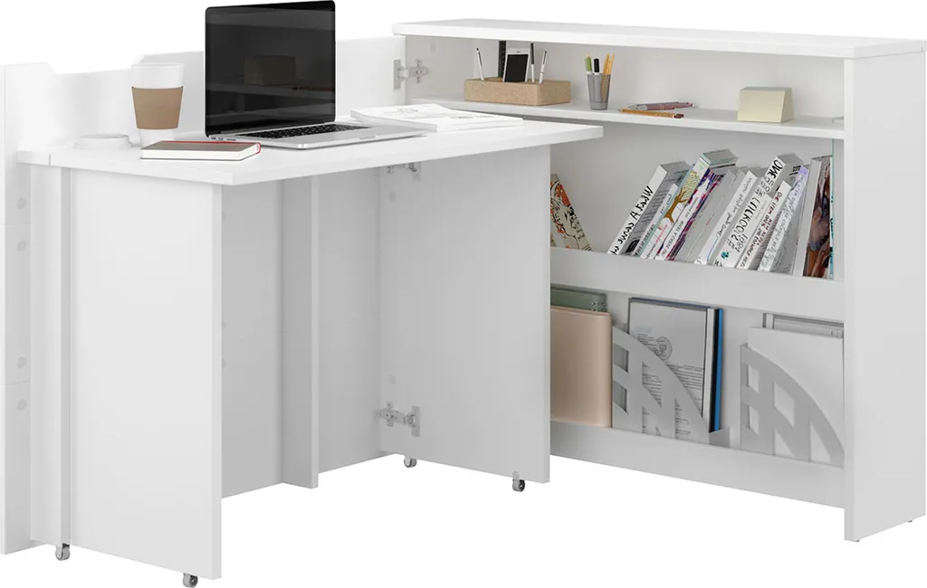 Bureau modulable CELENA gris orientation gauche structure gain de place - 5