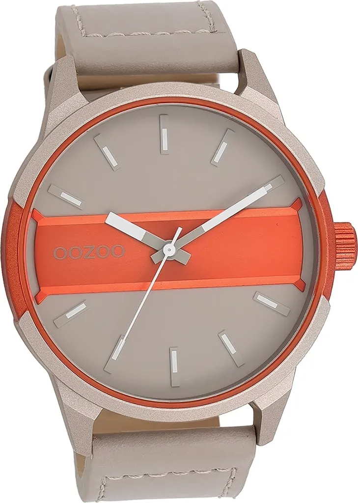 Montre analogique pour homme Oozoo chic avec bracelet cuir véritable