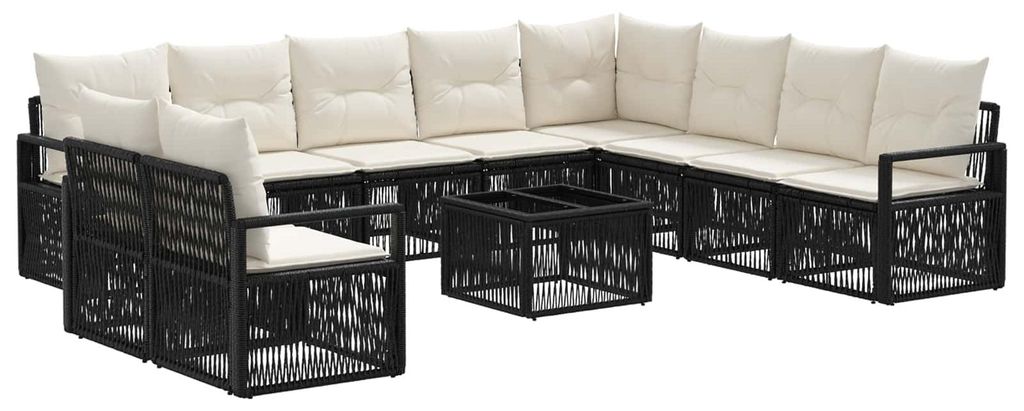 vidaXL Gartensofa-set 11 pcs Schwarz Poly-Rattan