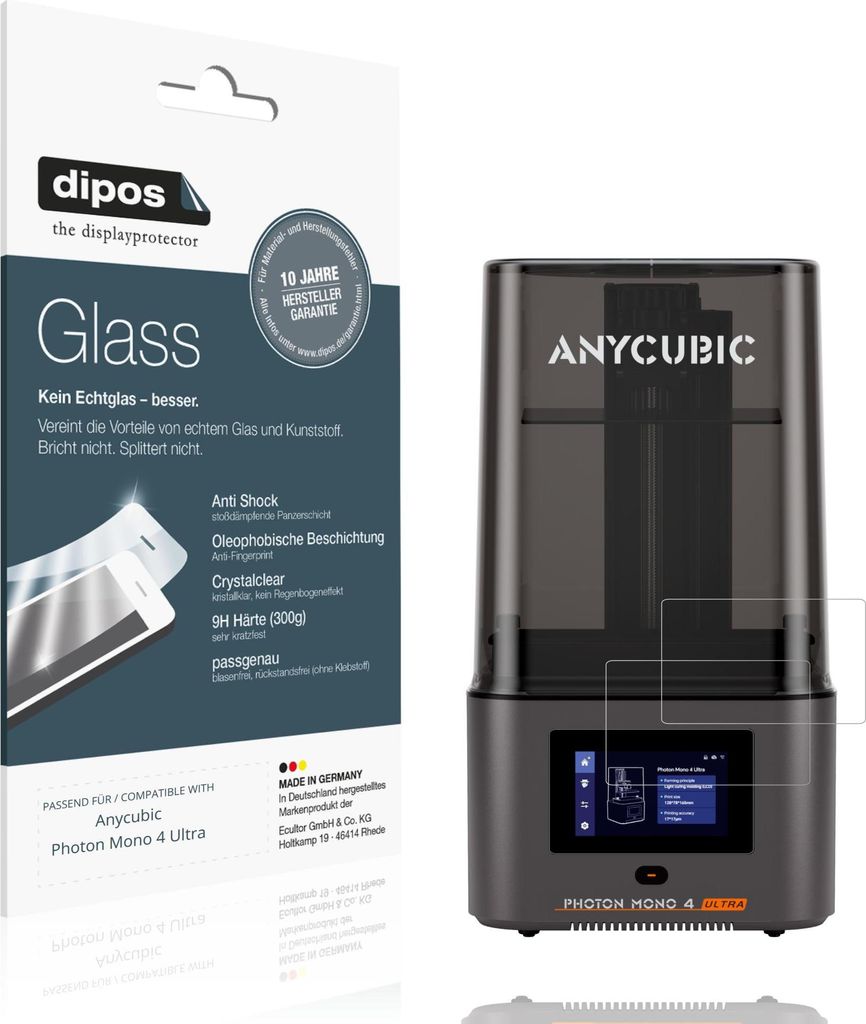 2x Schutzfolie für Anycubic Photon Mono 4 Ultra - Anti-Shock 9H Folie dipos Glass Kunststoffglas