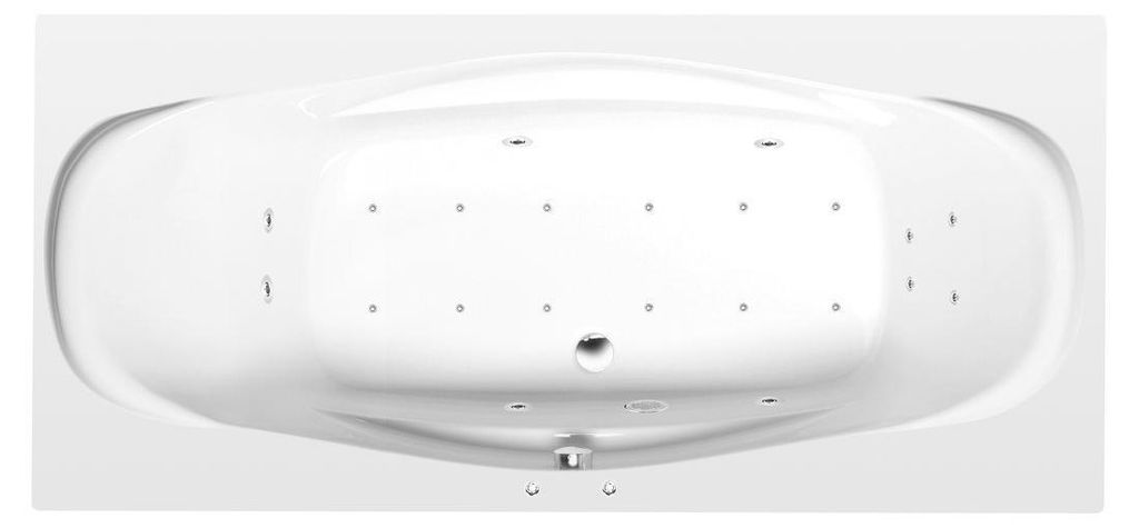 Polysan GARDA Whirlpool-Badewanne, 190x90x44cm, Active Hydro-Air, Chrom