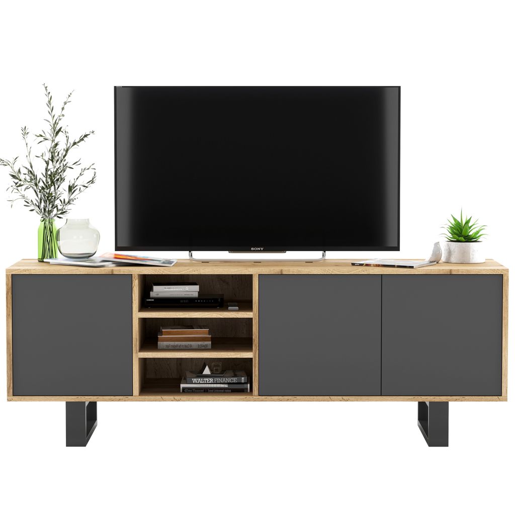 Loft TV-Schrank TV-Lowboard Apollo Dreitürig Zwei Produktbild 