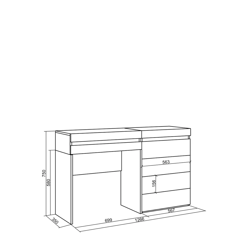 Console Coiffeuse Blanche avec Tiroir de Rangement pour Chambre Moderne - 3