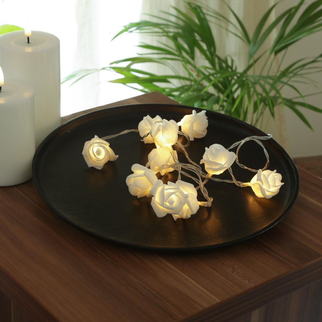 LED Lichterkette Mini Rosen - 10 warmweiße LED - Produktbild 