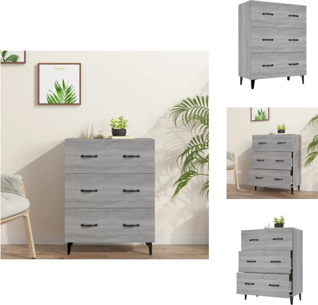 VidaXL Madia Grigio Sonoma 69,5x90cm - Stile Urban e Moderno