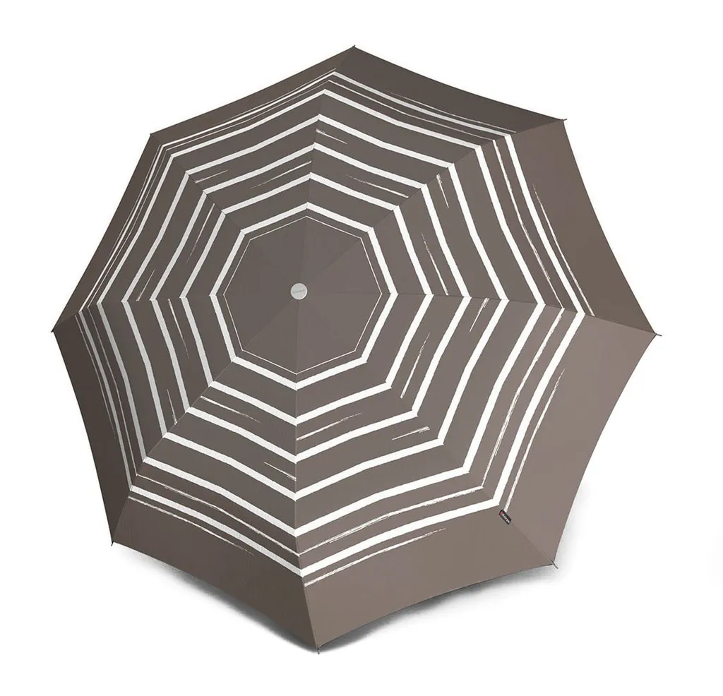 Knirps 930 Stick Long Ombrello Automatico Stripe Art Taupe Grigio