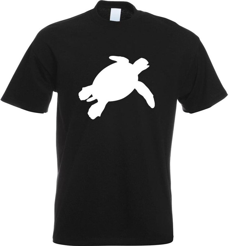 Kiwistar - T-Shirt - schwarz - Schildkröte Silhouette Motiv Bedruckt Funshirt Design Print - mit Motiv Bedruckt - Funshirt Design - Sport - Freize...