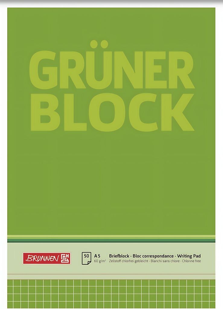 BRUNNEN Briefblock A5 60g 50 Blatt Der grüne Block VPE=10