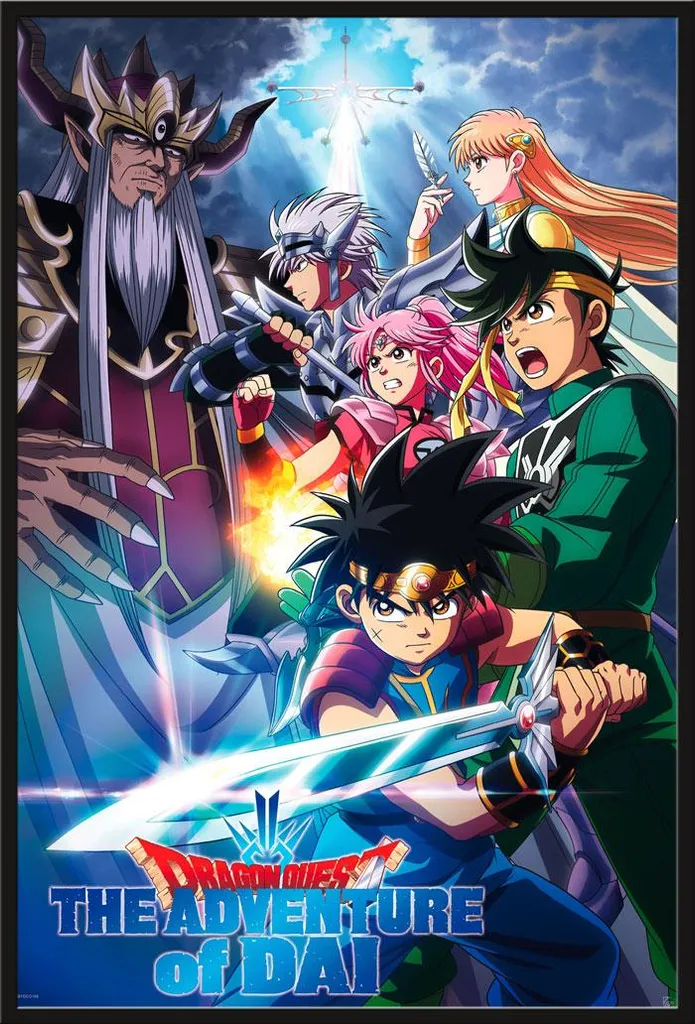 Dragon Quest Affiche Dai vs Dark King avec Cadre Shinsuke Maxi Noir 61x91