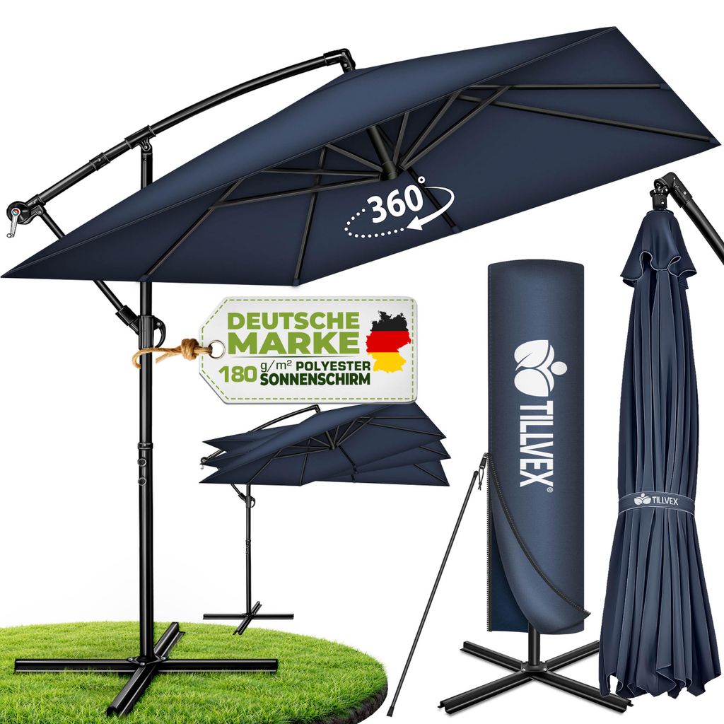 tillvex® Aluminium Parasol rechthoekig Ø 330 cm + afdekking Productafbeelding  AI-gegenereerde afbeelding