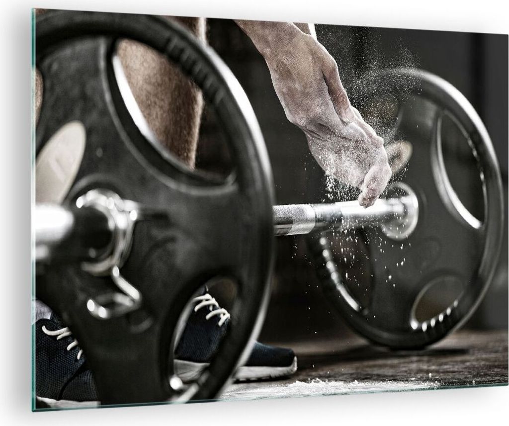 Bilder auf glas - Sport athlet anheben fitness - 70x50cm - Glasbilder - Wandbilder - Kunstdruck - zum Aufhängen bereit - Wanddekoration aus Glas -...
