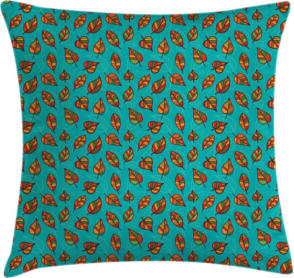 ABAKUHAUS Herbst Kissenbezug, Doodle Art Falling Leaves, Beidseitiges Digitaldruck mit Reißverschluß Farbfest Pflegeleicht und Waschbar, 45 x 45 ...