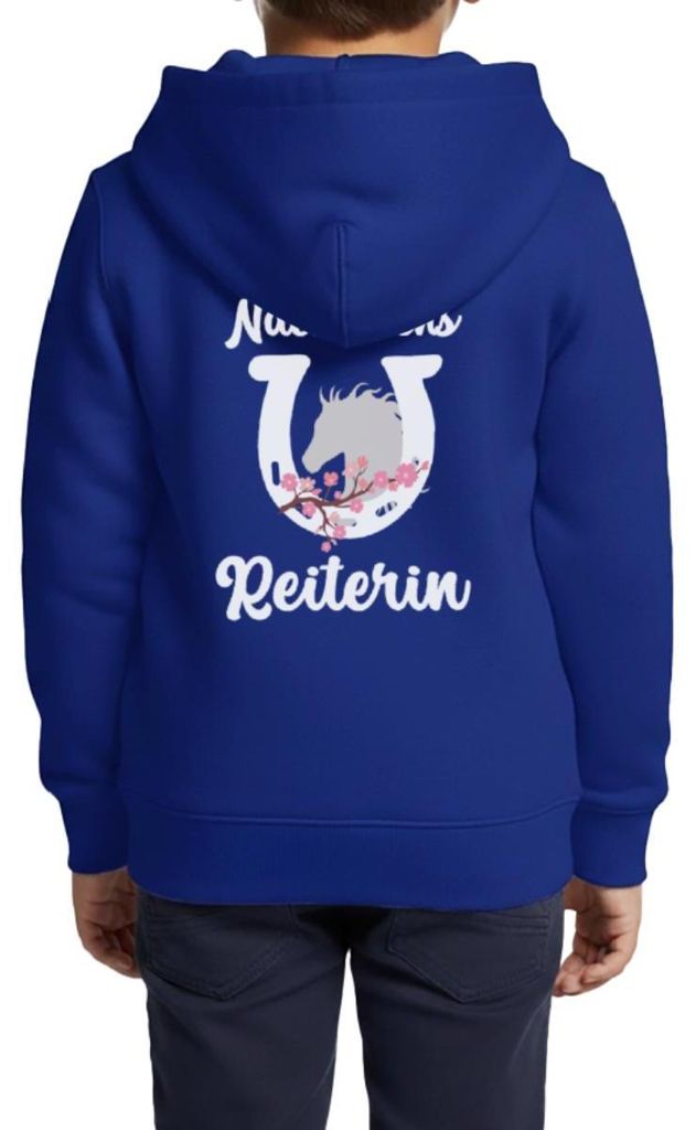 Spreadshirt Nachwuchs Reiterin | Hufeisen Pferdeliebe Kinder Premium Organic Zip Hoodie, 158/164 (12 Jahre), Royalblau