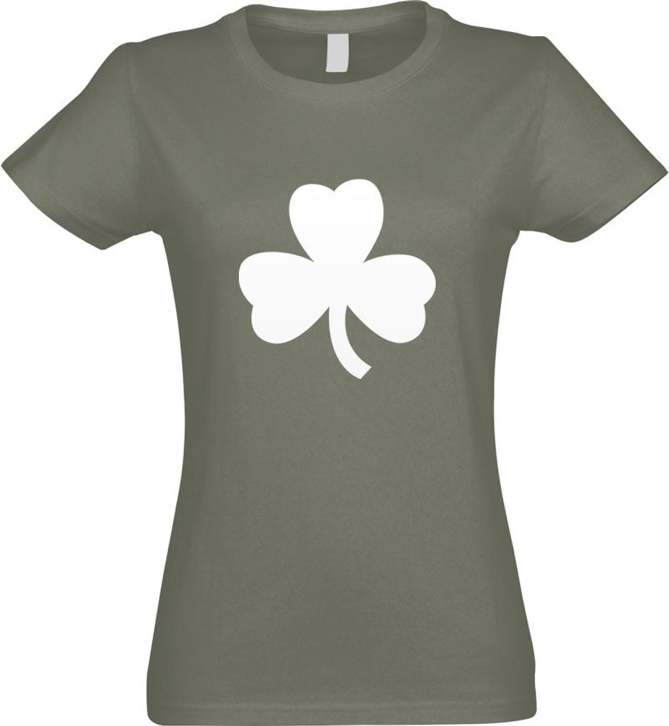 Kiwistar - T-Shirt tailliert - Damen - Olive - Kleeblatt - mit Motiv Bedruckt - Funshirt Design - Sport - Freizeit - Damen - L