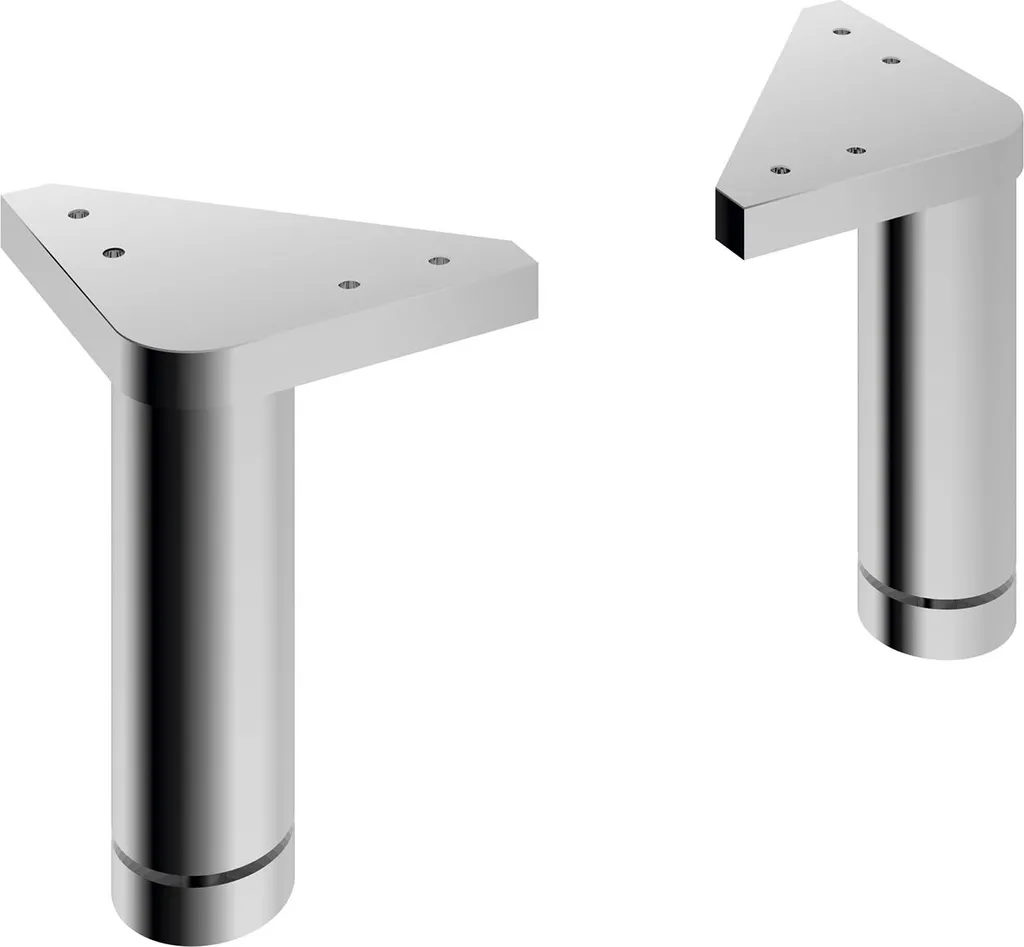 Lot de 2 pieds Abelica I chromés 10 cm, robustes et brillants pour meuble