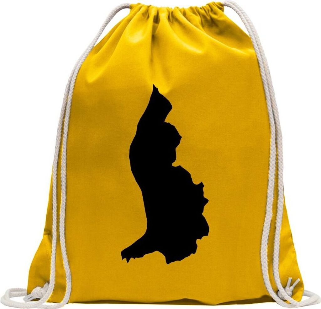 Kiwistar - Turnbeutel - gelb - Liechtenstein Umriss Kontur - Fun Rucksack Sport Beutel Gymsack Baumwolle mit Ziehgurt