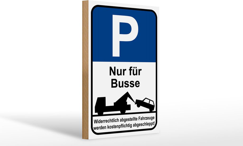 Holzschild Hinweis Parkplatzschild nur für Busse, 30 x 20 cm, Holzschilder Achtung Widerrechtlich