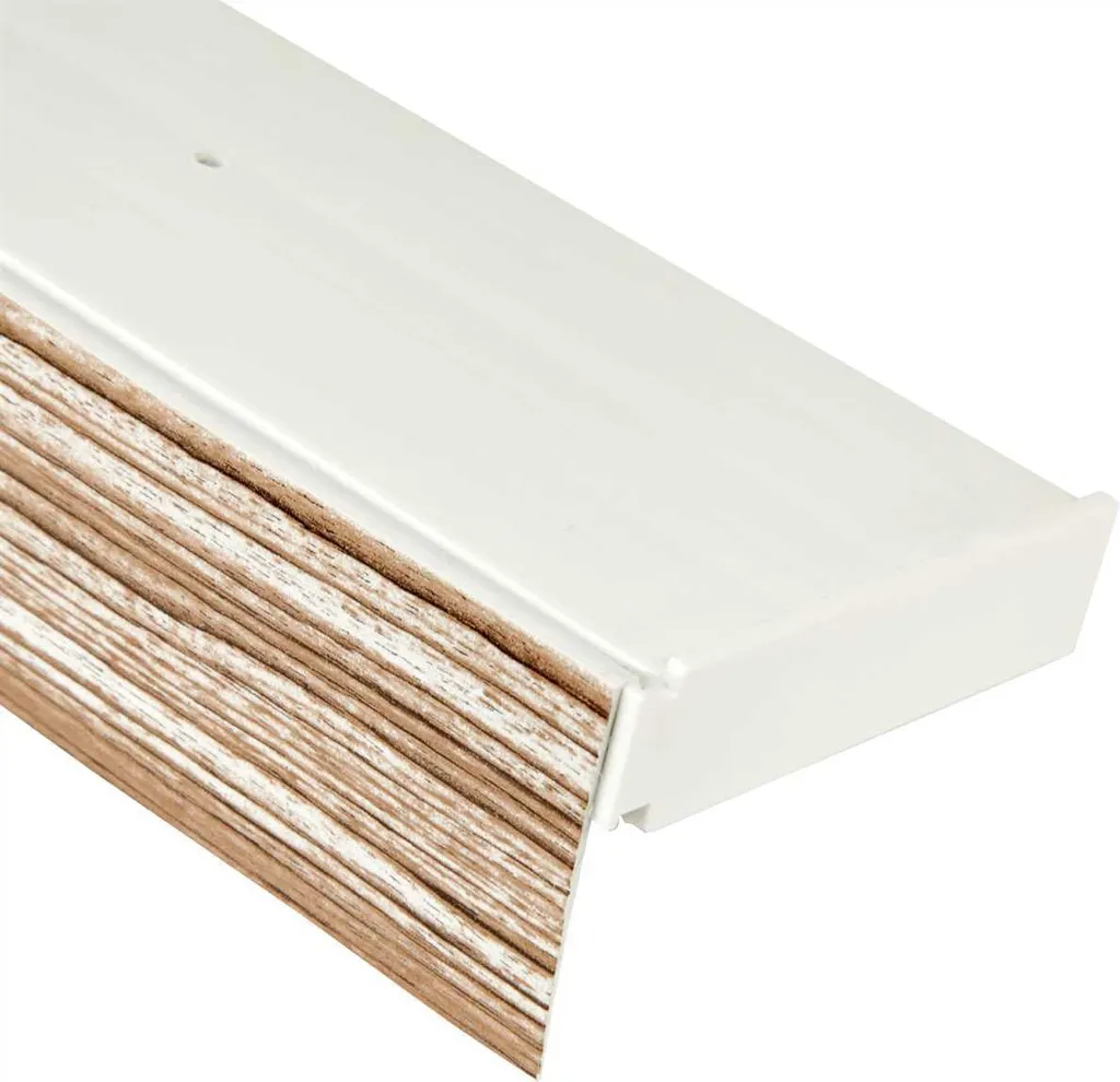 binario per tende a 1 corsa con binario interno in plastica da 330 cm (1x90 cm, 2x120 cm), copertura in plastica effetto "TEAK", binario per tende