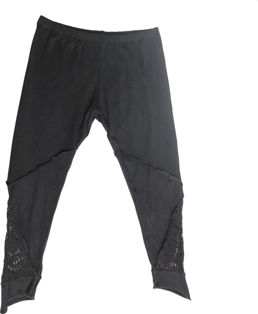 Leggings - 3/4 Capri mit Spitze - schwarz - one size - Produktbild 