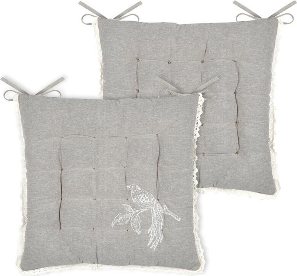 STOF | Sitzkissen - Stuhlkissen - CLARINE 38x38 cm - Beidseitig - Elegantes Design mit Vogelmotiv - Komfortabel und stilvoll