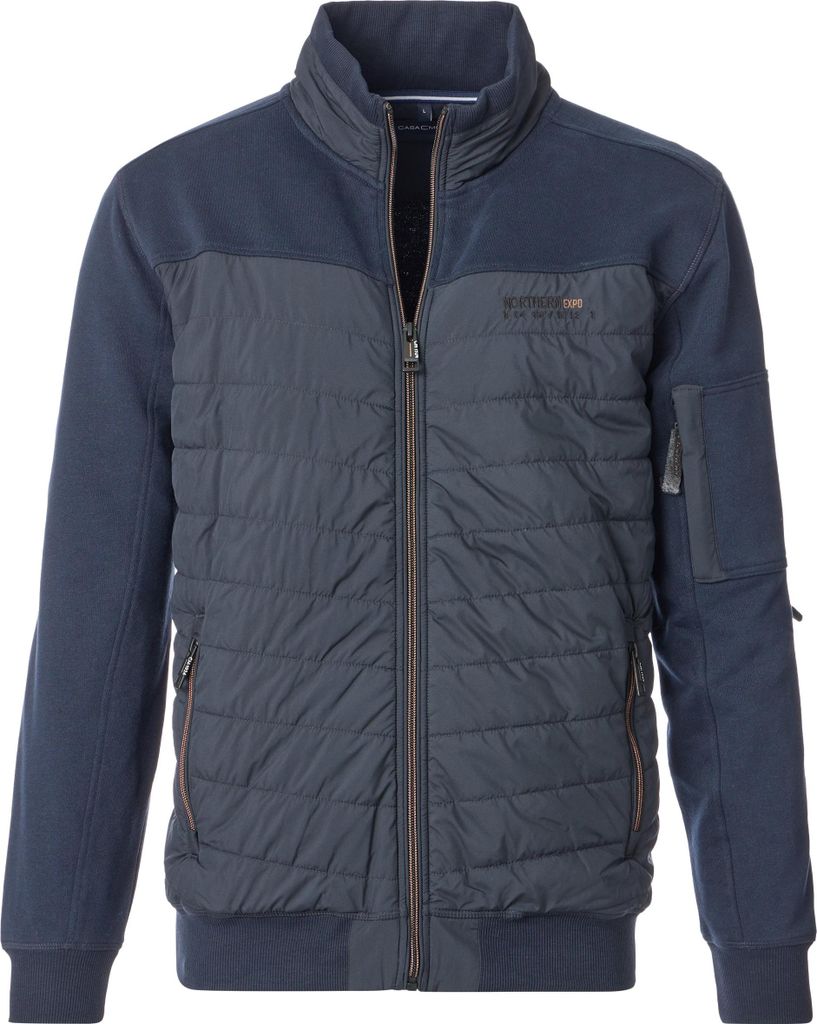 CASAMODA Herren Sweatjacke Stehkragen Baumwollmix Regular Blau 5XL