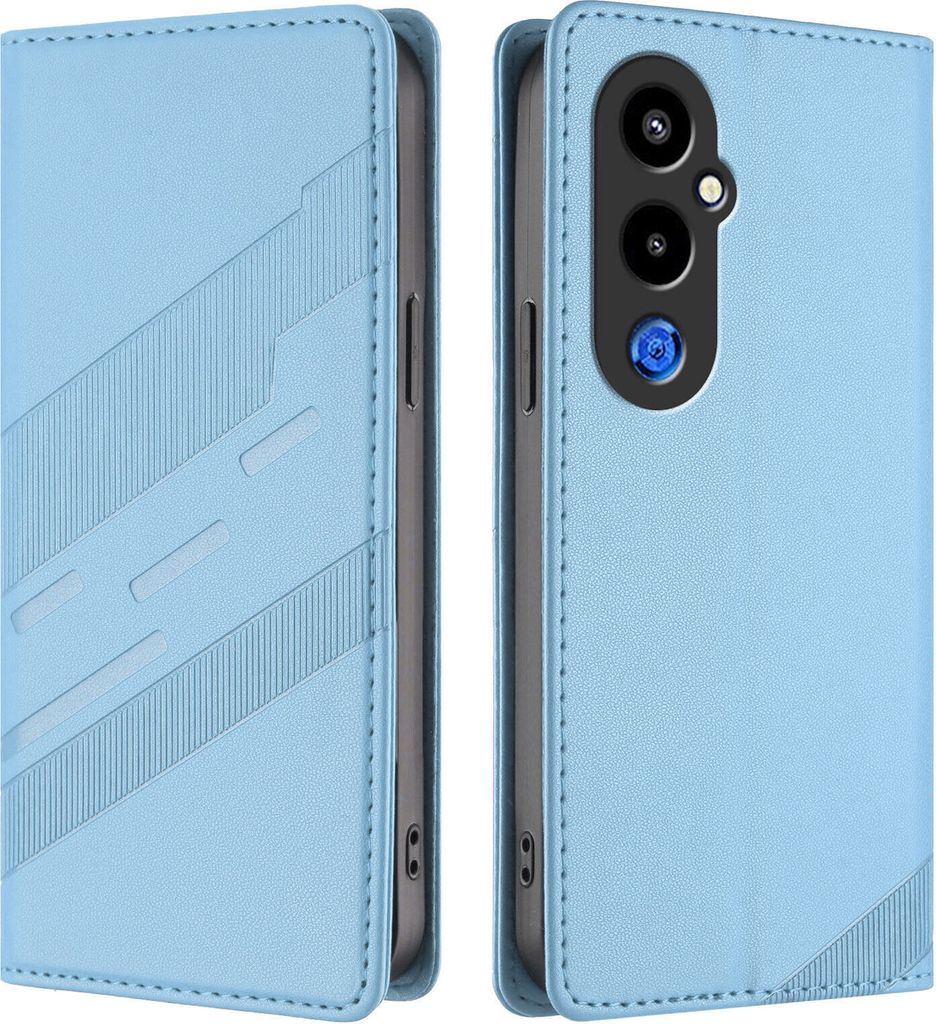 Hülle für Tecno Pova 4 Pro, Kunstleder Brieftaschen Handyhülle mit Kartenfach und Standfunktion Hellblau
