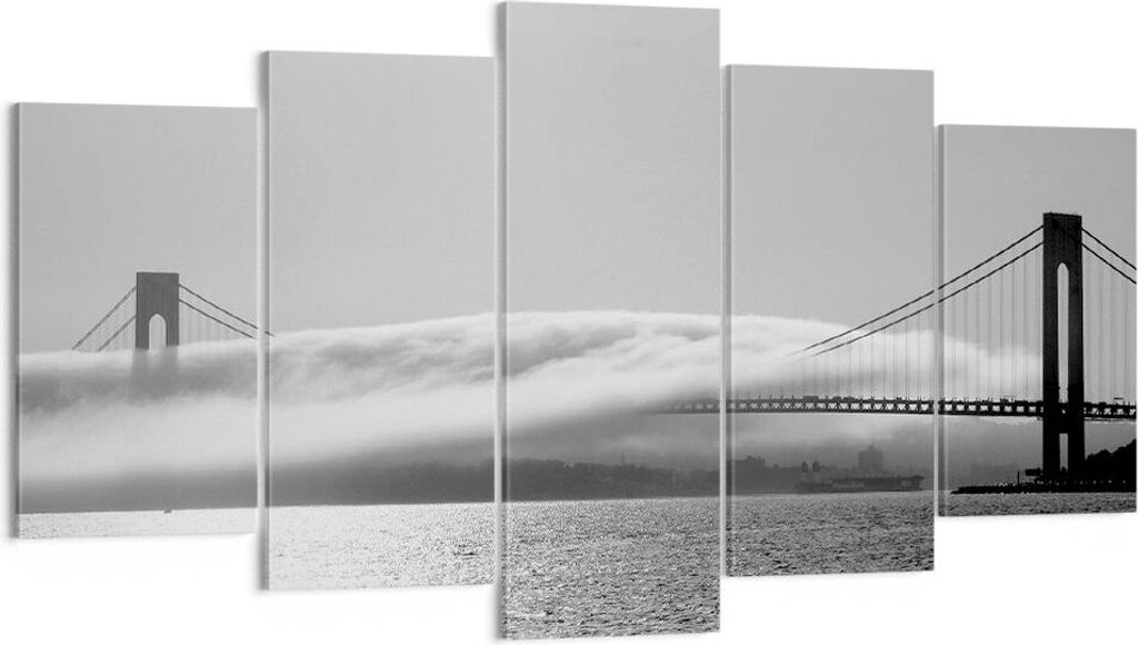 Bild auf Leinwand - Leinwandbild - Usa goldenes tor brücke - 160x85cm - Wand Bild - Wanddeko - Leinwanddruck - Bilder - Kunstdruck - Wanddekoratio...