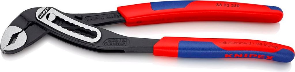 Knipex Wasserpumpenzange Alligator Länge 250mm poliert schwarz atramentiert 2-Komponenten-Griff SB - 88 02 250 SB