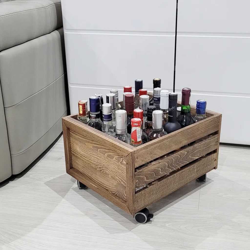 Meuble vinyle wengé sur roulettes, structure ajourée design minimaliste - 9