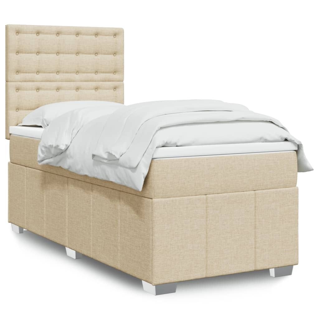 Maison Exclusive - Boxspringbett mit Matratze Creme 90x190 cm Stoff