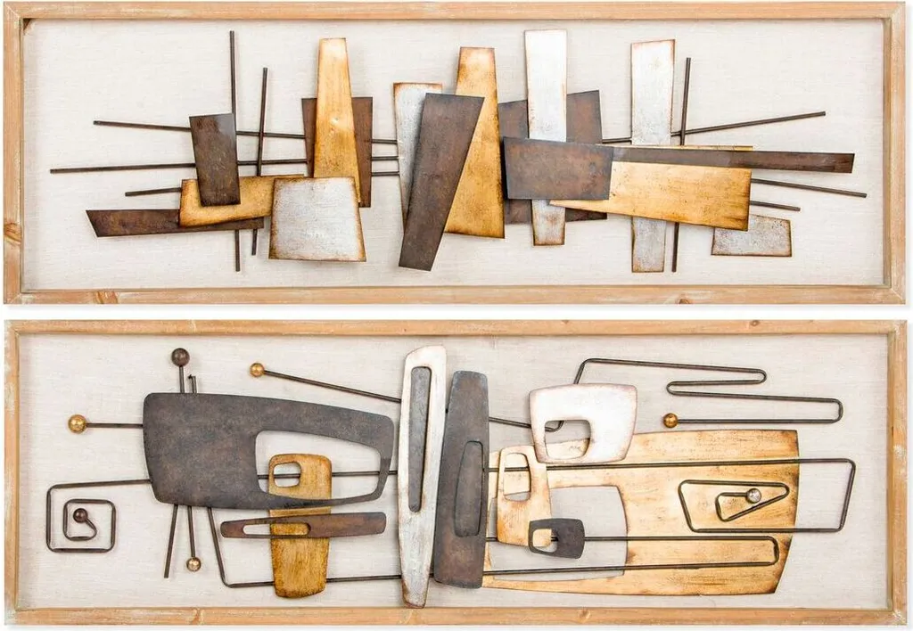 Habillage Mur Vide Décoration Abstraite 120x40 cm Moderne Or et Naturel
