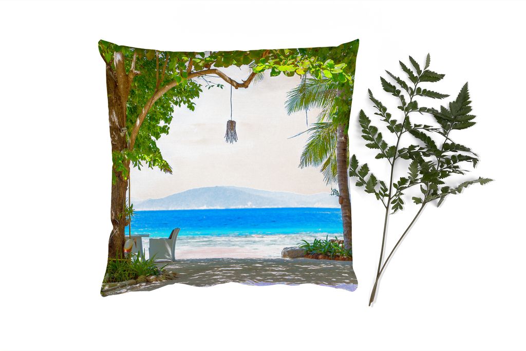 MuchoWow Zierkissen Sofakissen Wohnzimmer Dekokissen 50x50 cm Tropisch - Strand - Meer - Komfort - Sofakissen