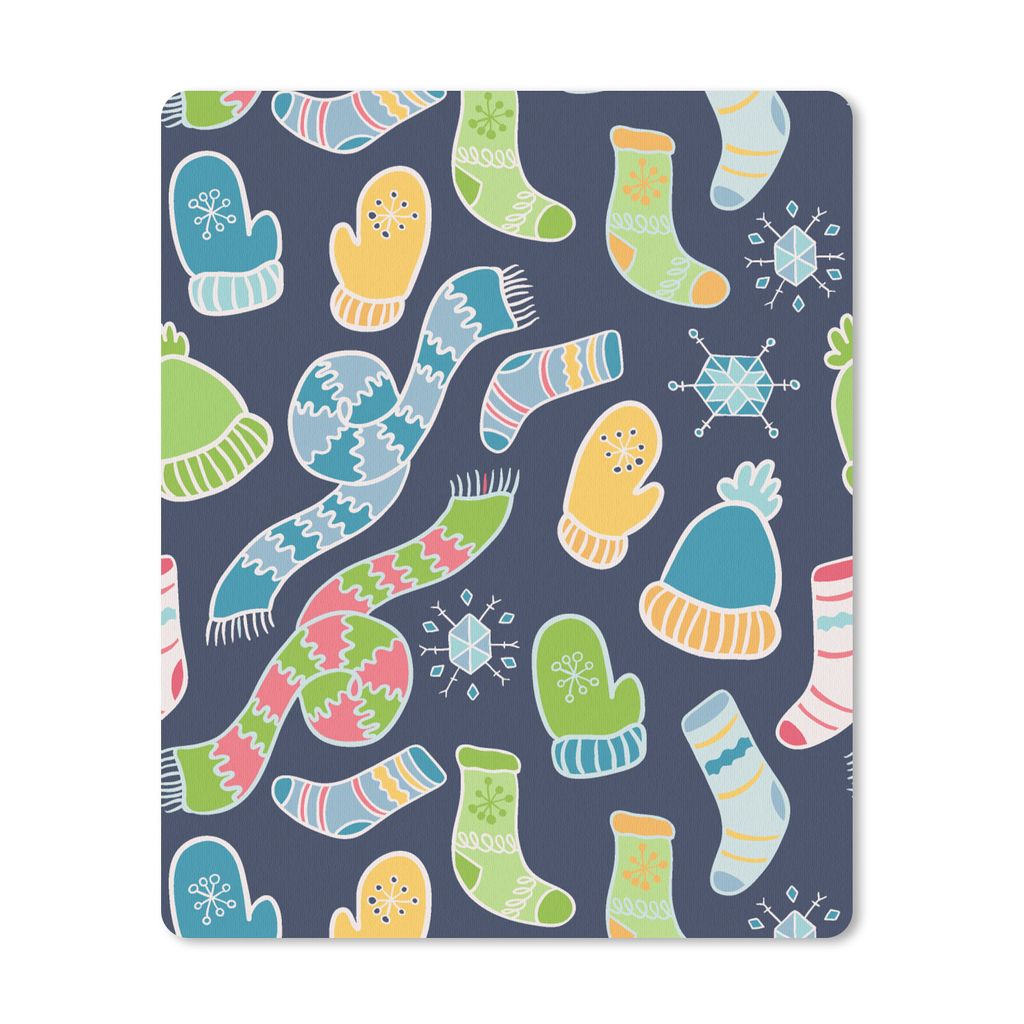 MuchoWow Mauspad Mousepad Schal - Handschuhe - Mütze - Regenbogen - Winter - Schnittmuster 30x40 cm - Mousepads - Maus Mat - Pad - Mausunterlage...