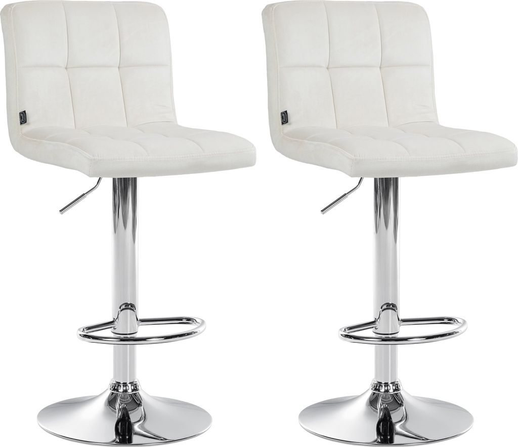 2er Set Barhocker HLO-CP289 Samt chrom creme