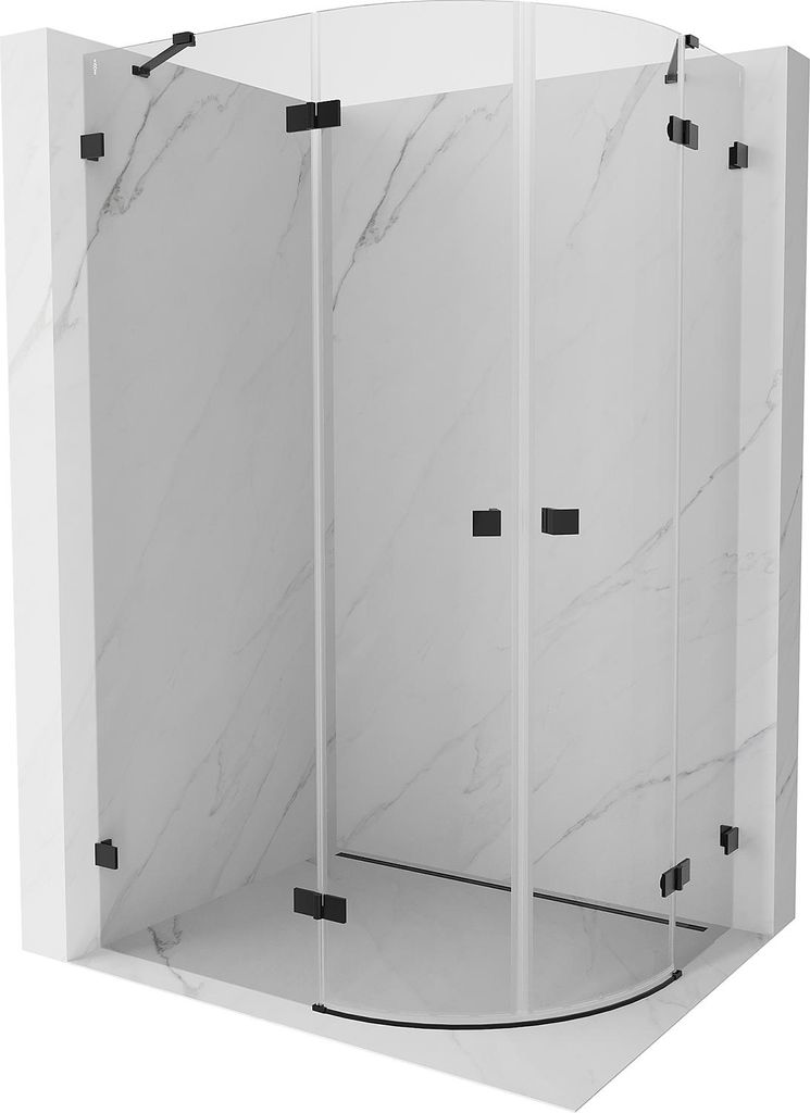 Mexen Lunar Halbkreis-Duschkabine mit schwenkbarer Tür links 100 x 80 cm, transparent, schwarz - 833-100L-080P-70-00