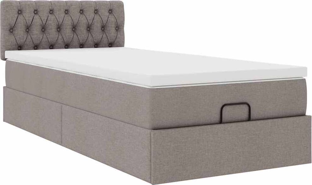 Ottoman-Bett mit Matratze Taupe 90x200 cm Stoff