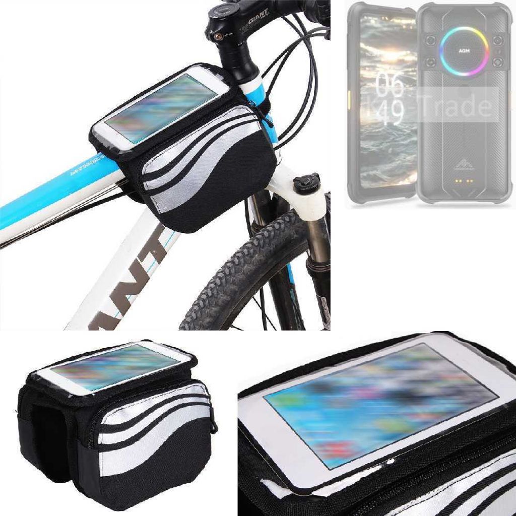 K-S-Trade Rahmentasche Fahrrad-Halterung kompatibel mit AGM H5 Pro Rahmenhalterung Fahrrad Handyhalterung Fahrradtasche Handy Smartphone Halterung