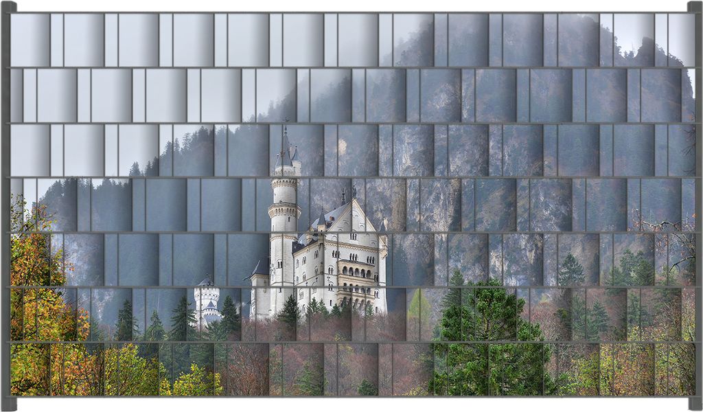 Wallario Zaunsichtschutz mit Motiv Schloss Neuschwanstein in Bayern für Ein- und Doppelstabmatten Zäune in der Größe 250 x 140 cm