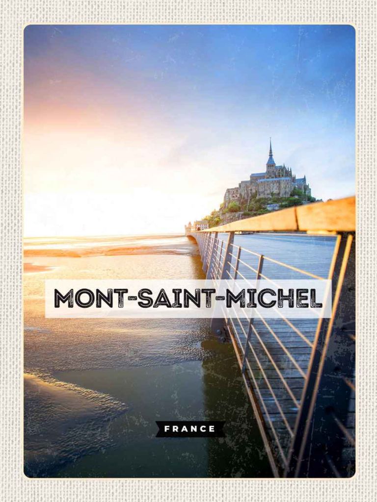 vianmo Holzschild 40x30 cm Mont-saint-Michel France Meer Bildmotiv Reisemotiv Europa