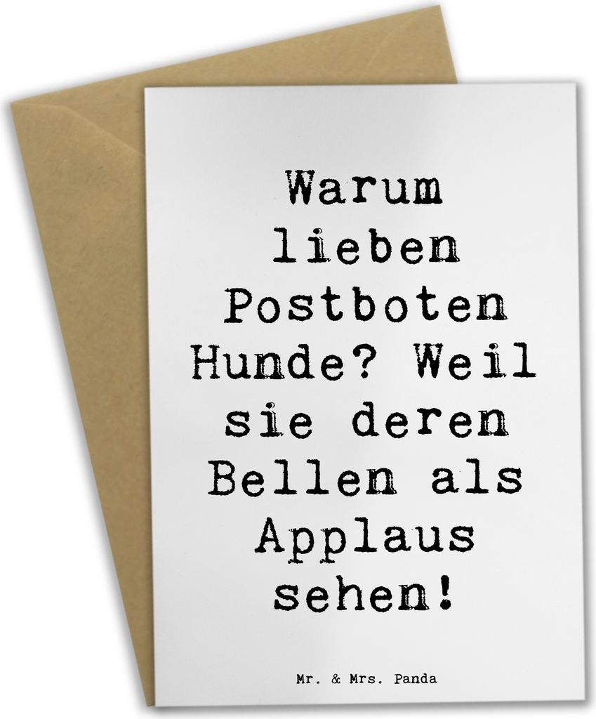 Mr. & Mrs. Panda Glückwunschkarte Spruch Postbote Hundeliebe - Weiß - Geschenk, einladungskarten, Geschenke mit Herz, Berufe, Grußkarten, tägli...