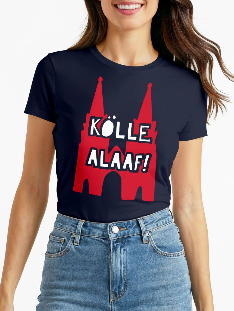 Damen T-Shirt Shirt Karneval Köln Kölle Alaaf Kostüm-Ersatz Verkleidung Last Minute Faschingskostüme Frauen Moonworks