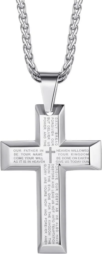 Bijou homme collier croix noire acier inoxydable avec chaîne 50+5cm