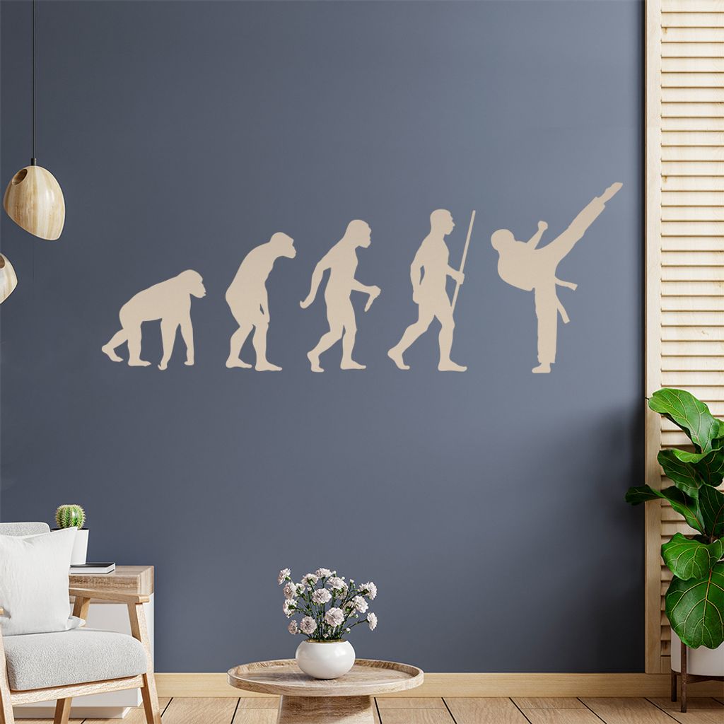 Karate Kampfsport Evolution Wandtattoo Wandaufkleber Wall Sticker - Dekoration, Küche, Wohnzimmer, Schlafzimmer, Badezimmer
