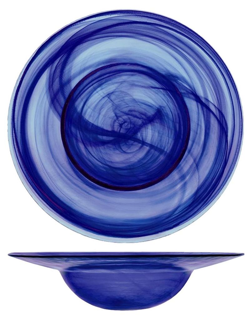 H&h 4er Set Pastateller aus blauem Glas-Alabaster 29 cm