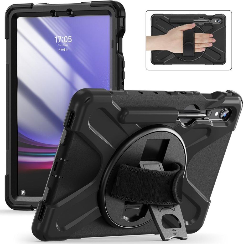 Samsung Galaxy Tab S10 FE / S9 FE / S9 / S8 / S7 Hülle - Coverup Heavy Duty Case mit Ständer - Schwarz