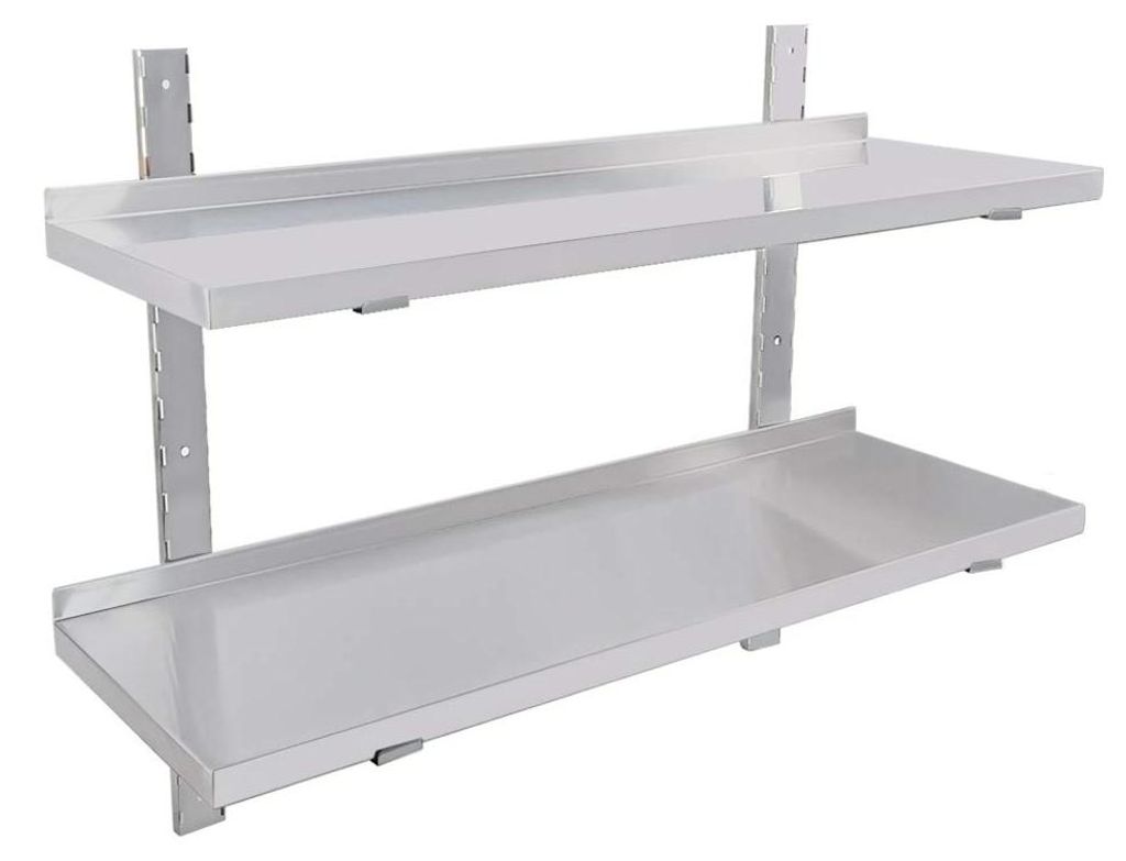 Wandregal, Wandregal mit 2 Ablagen, Edelstahlregal, Küchenregal für Küche, Haushalt, Restaurant (100 x 30 cm)