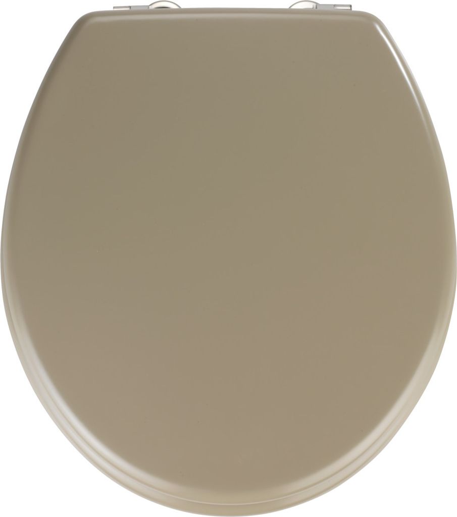 A top-down view of a toilet seat.
